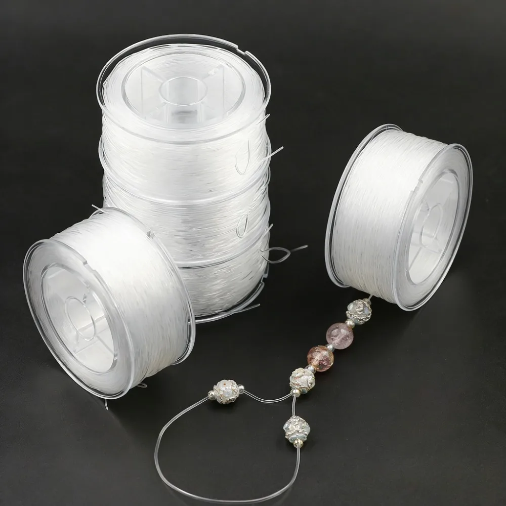 

0.5-1mm White Elastic Crystal Thread Cords Flat Crystal Line Rubber Stretchy Cord Rope for Jewelry Making Bead Bracelet Necklace