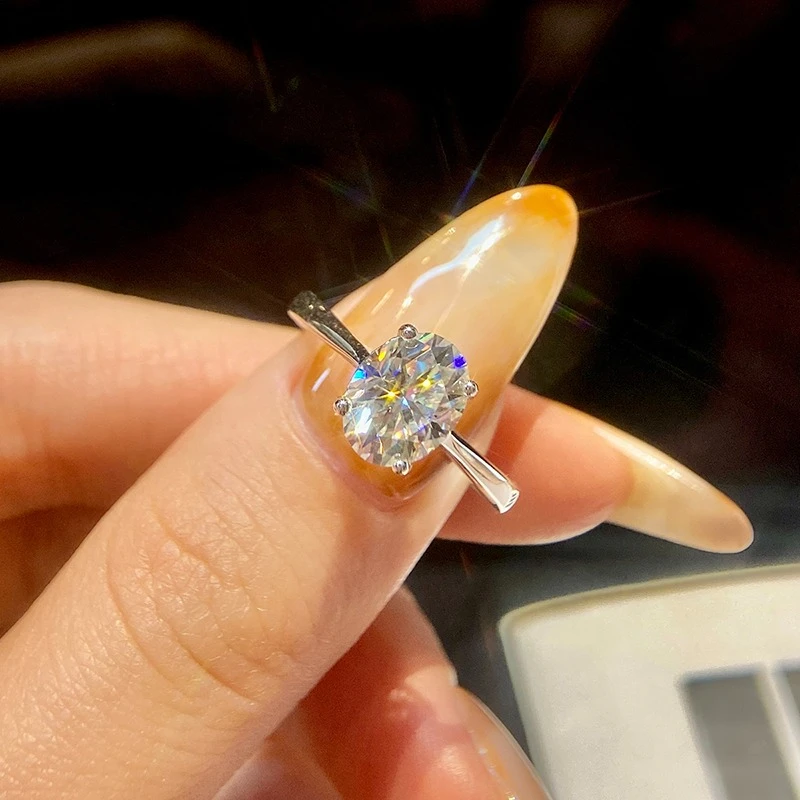 

KNB Concise 1-3CT Oval Certified Moissanite Diamond Wedding Rings For Women Real 925 Sterling Silver High Quality Luxury Jewelry