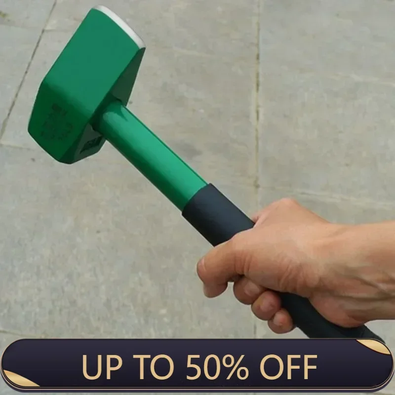 High-carbon Steel Mason Hammers Steel Pipe Handle Professional Tool Stone Breaking Hammer Square Construction Site Hand Tools