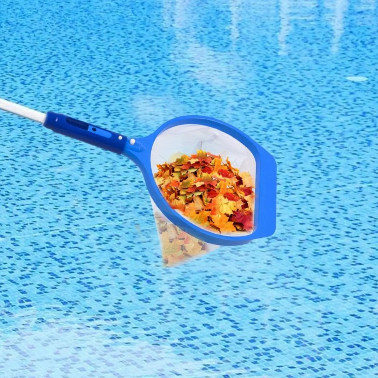 Pool Skimmer Net Fine Mesh Deep Bag Foliage Skimmer Foliage Rake Net Sturdy Duty Cleaning Tool for Aquatic Pond, Heated Bath