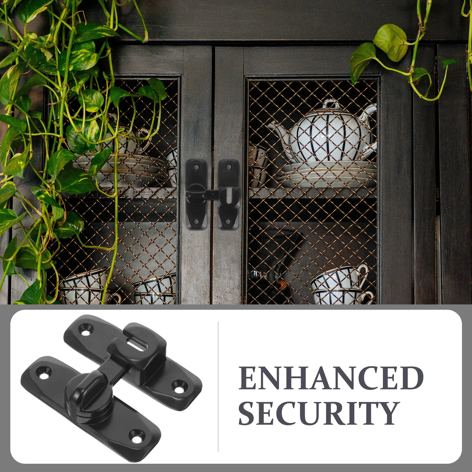 

1 set Barn Locks Latches Zinc Alloy Sliding No Drill Security Bathroom Lock Durable Rustproof Hardware Child Safety 180 Degree