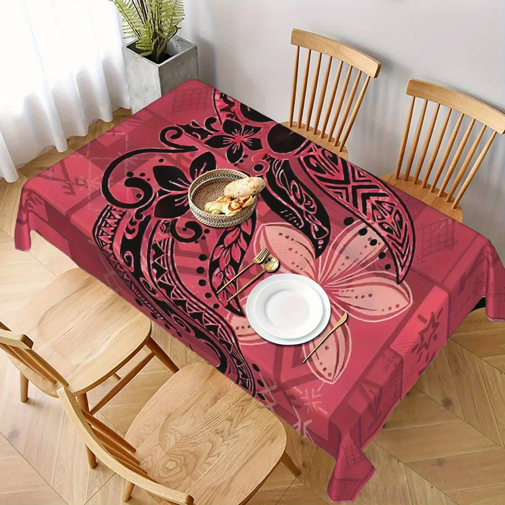 Polynesian-style tablecloth from a foreign country: Durable polyester fabriczyc