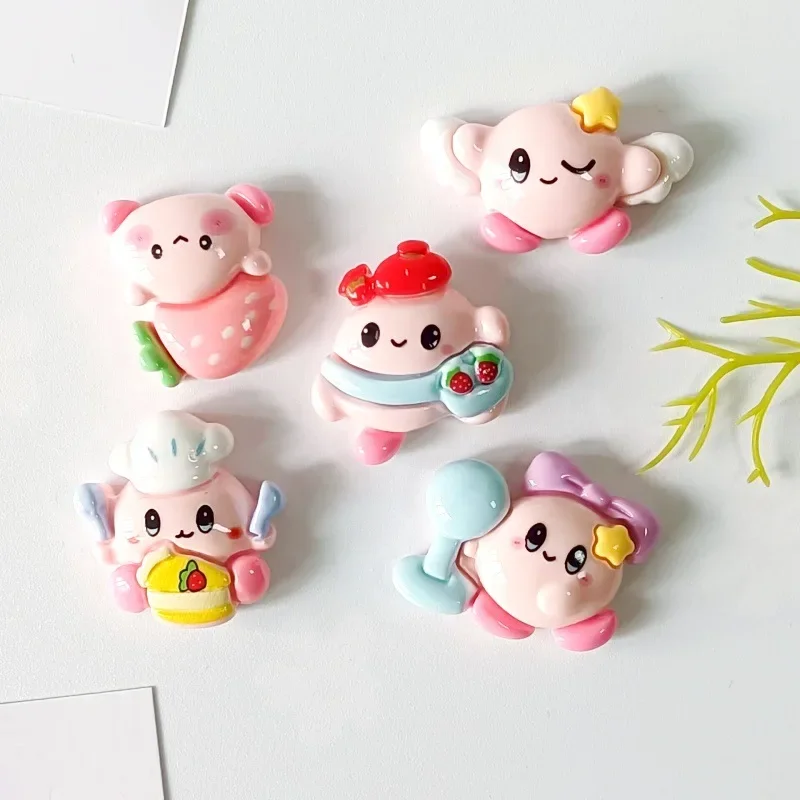 5 stks Cartoon Dieren Bandai Chef Grappige Kirby Plaksteen Hars Bedels Ambachten Versieringen Diy Cabochons Decoratie Accessoires