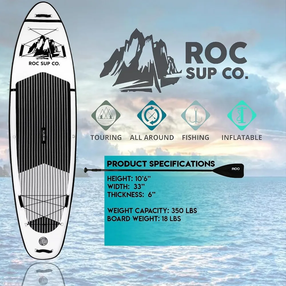 Tavole Stand Up Paddle gonfiabili 10 piedi 6 pollici con accessori per Paddle SUP Premium, Design ampio e stabile, antiscivolo