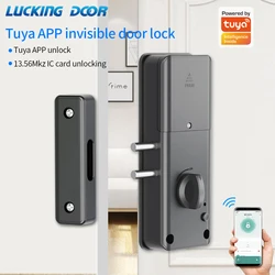 Bluetooth Support Tuya APP Control IC Card Smart Invisible Lock Keyless No Drill Concealed Install Motor Lock For Wooden Door