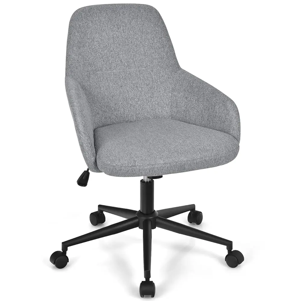 

Linen Fabric Ergonomic Office Chair - Modern Swivel Task Chair For Bedroom & Study (Grey)