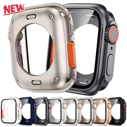 PC Case For Apple Watch 46mm 42 41/45mm 40/44mm Screen Protector Hard Cover Front Rear Bumper iWatch 10 9 8 7 6 5Change To Ultra