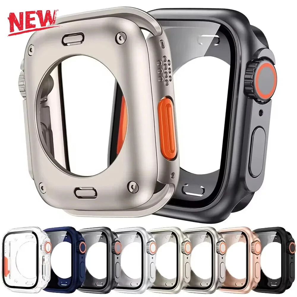 PC Case For Apple Watch 46mm 42 41/45mm 40/44mm Screen Protector Hard Cover Front Rear Bumper iWatch 10 9 8 7 6 5Change To Ultra