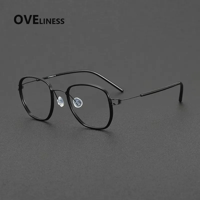 

Acetate Titanium Glasses Frame Men women Round Korean Japanese Ultralight Eyeglasses frames Screwless Eyewear