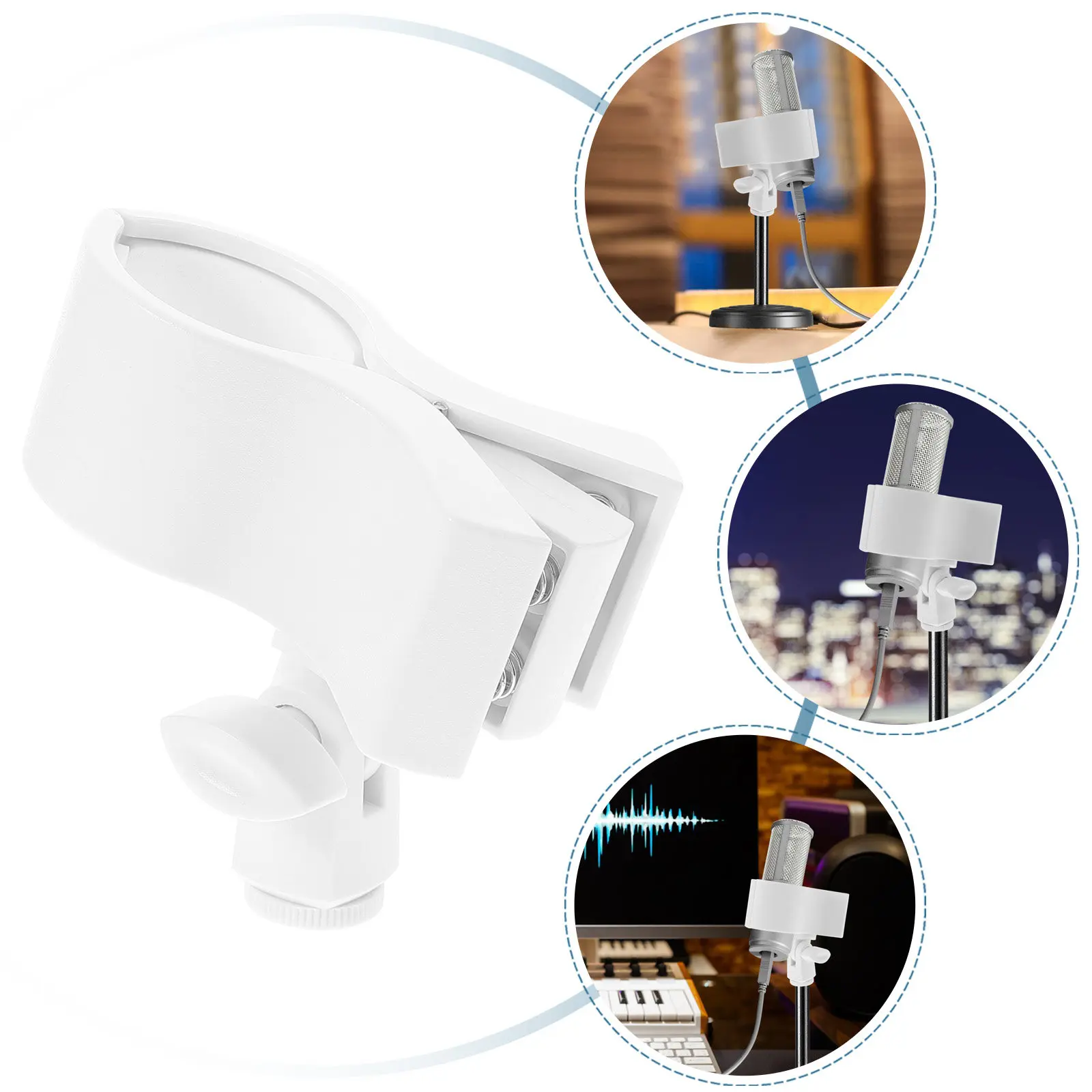 5 Peças de Suporte de Microfone de Plástico Universal com Grampo de Mola Seguro para Performance Doméstica e Rádio