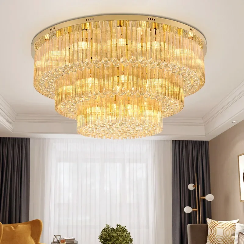 Classic Large Crystal Ceiling Lamp Home Decoration Hotel Appliance Project Light Fixture Vintage Lamparas De Cristal