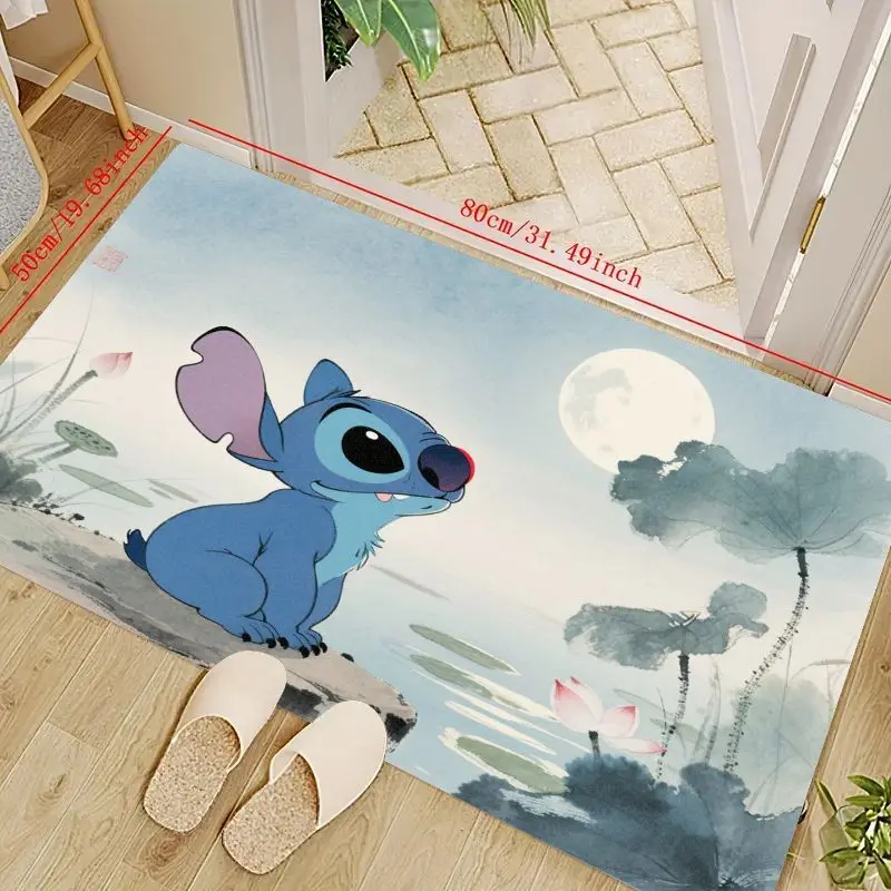 

1PC Disney Lilo & Stitch Floor Mat, Cute Cartoon Anime Stitch Character Doormat (50x80cm / 19.68x31.49inch), Non-Slip Absorbent