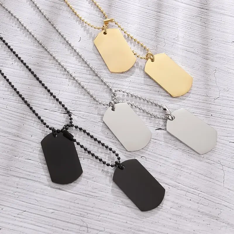 Simple Stainless Steel Double Dog Tag Necklace High Polished Titanium Steel Pendant Can Be Men\'s Jewelry