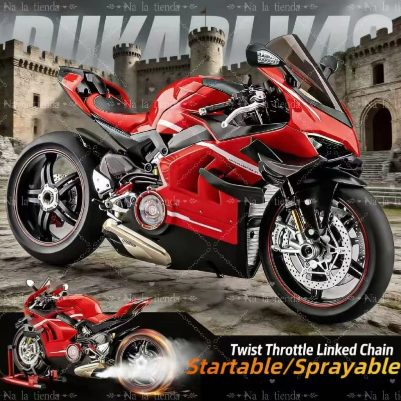 

Large decoration project birthday gift For Ducati V4s Ignite Start Smoke Effect 1:6 Panigale motorcycle alloy simulation model 6