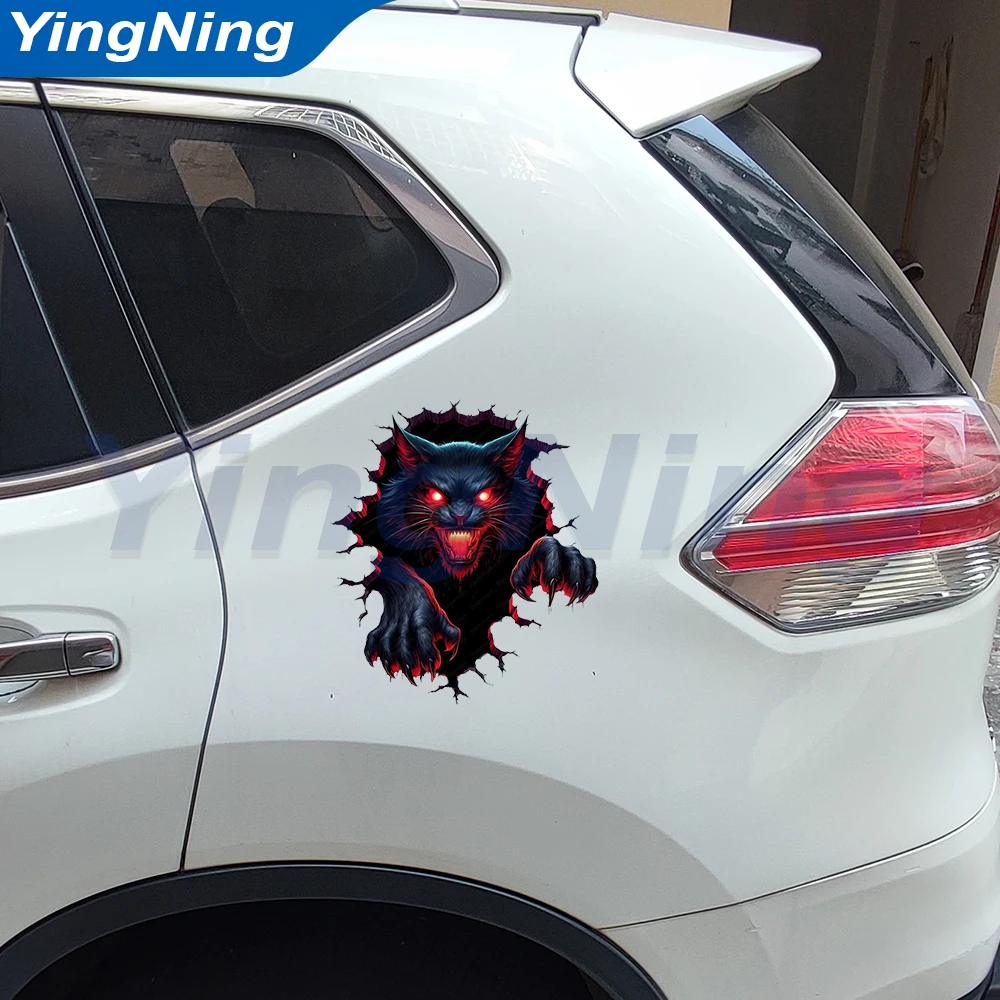 

3D Black Cat Car Sticker Funny Realistic Monster Decals Waterproof Vinyl Auto Body Scratch Cover Sticker Creative Car Decor