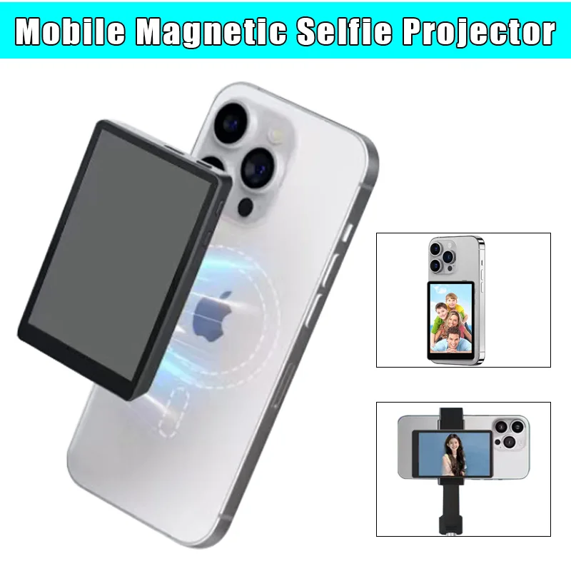 

Smartphone Rear Magnetic Selfie Display Screen For Android Iphone for Vlog Selfie Live Wireless Remote Control Screen Projector