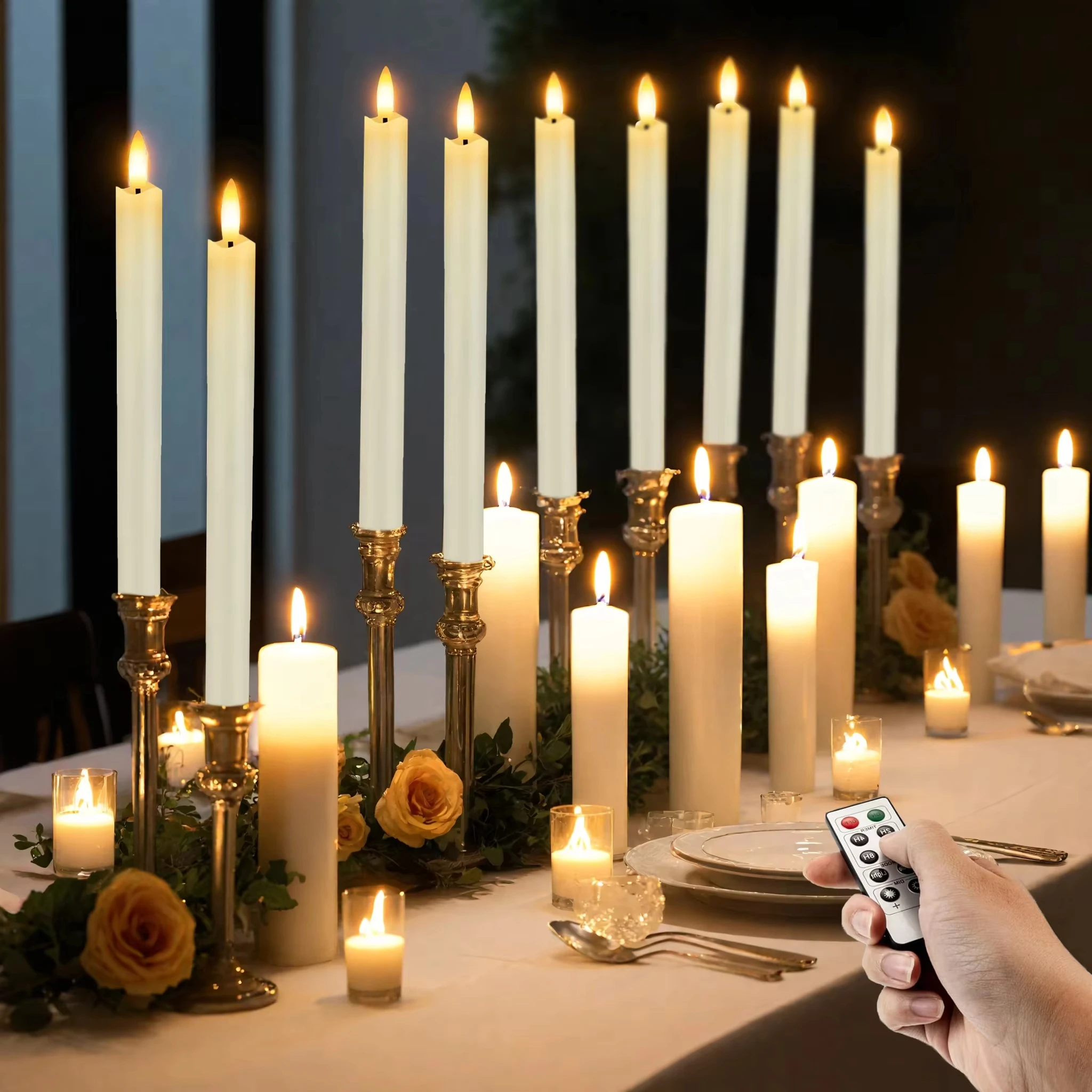 

6PCS/Set LED Christmas Candles Flameless Taper Candles Lights Smart Remote Control Home Decorative Candles Electric Candlesticks