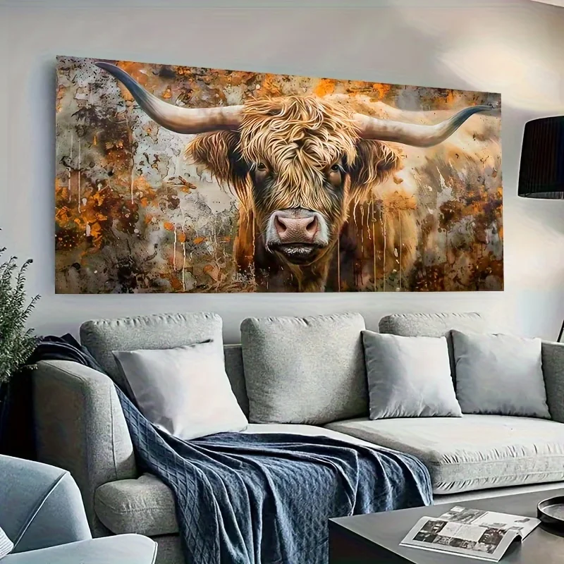 DIY Diamond Painting Wall Art Highland Cattle Cow Animals Full Square Round Diamond Embroidery Mosaic Large Home Decor Craft