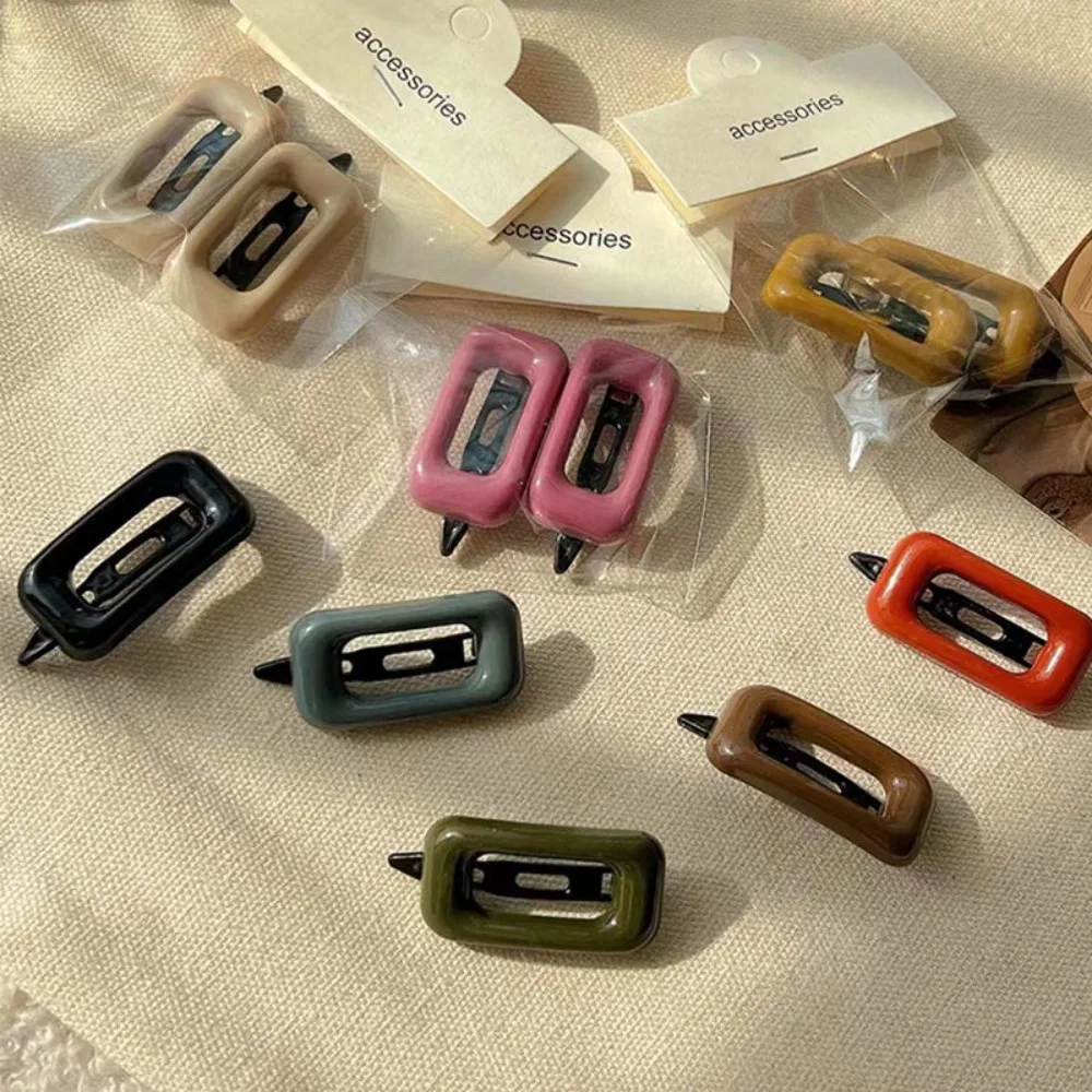 

1 pair High Quality Korean Style Hair Clips All Match Light Weight Kids Hairgrips Morandi Color Square Hair Accessories