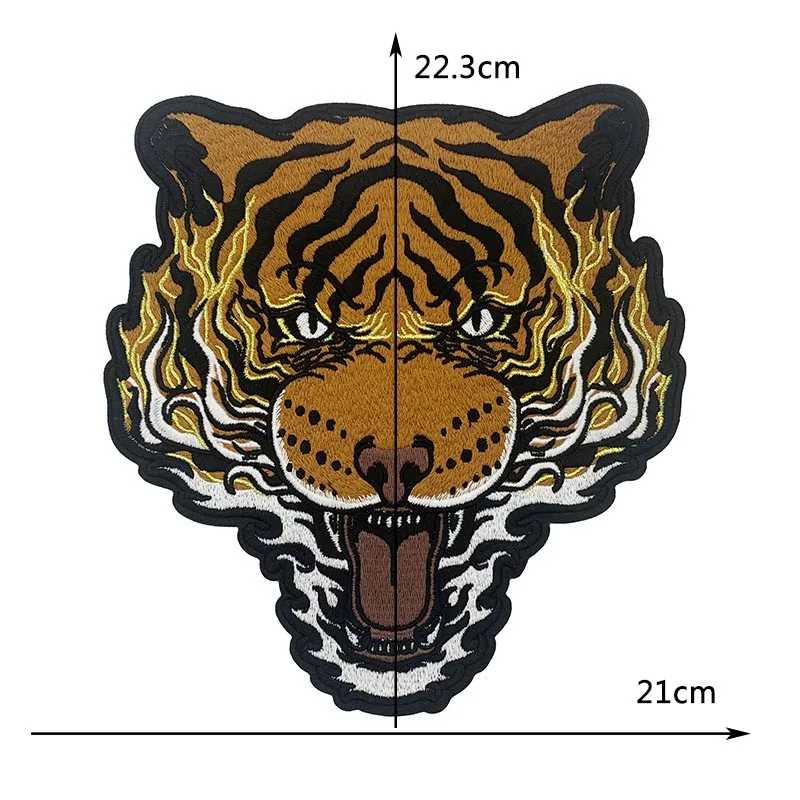 High Quality Domineering Punk Tiger Lion Embroidered Patches Iron-On Clothing Fashion Style Appliques For Shirts Clothing Craft