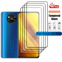 4Pcs For Poco X3 Pro Glass Poco X3 Pro Tempered Glass Full Cover Glue 9H HD for Screen Protector Xiaomi PocoX3 Poco X3 Pro Glass