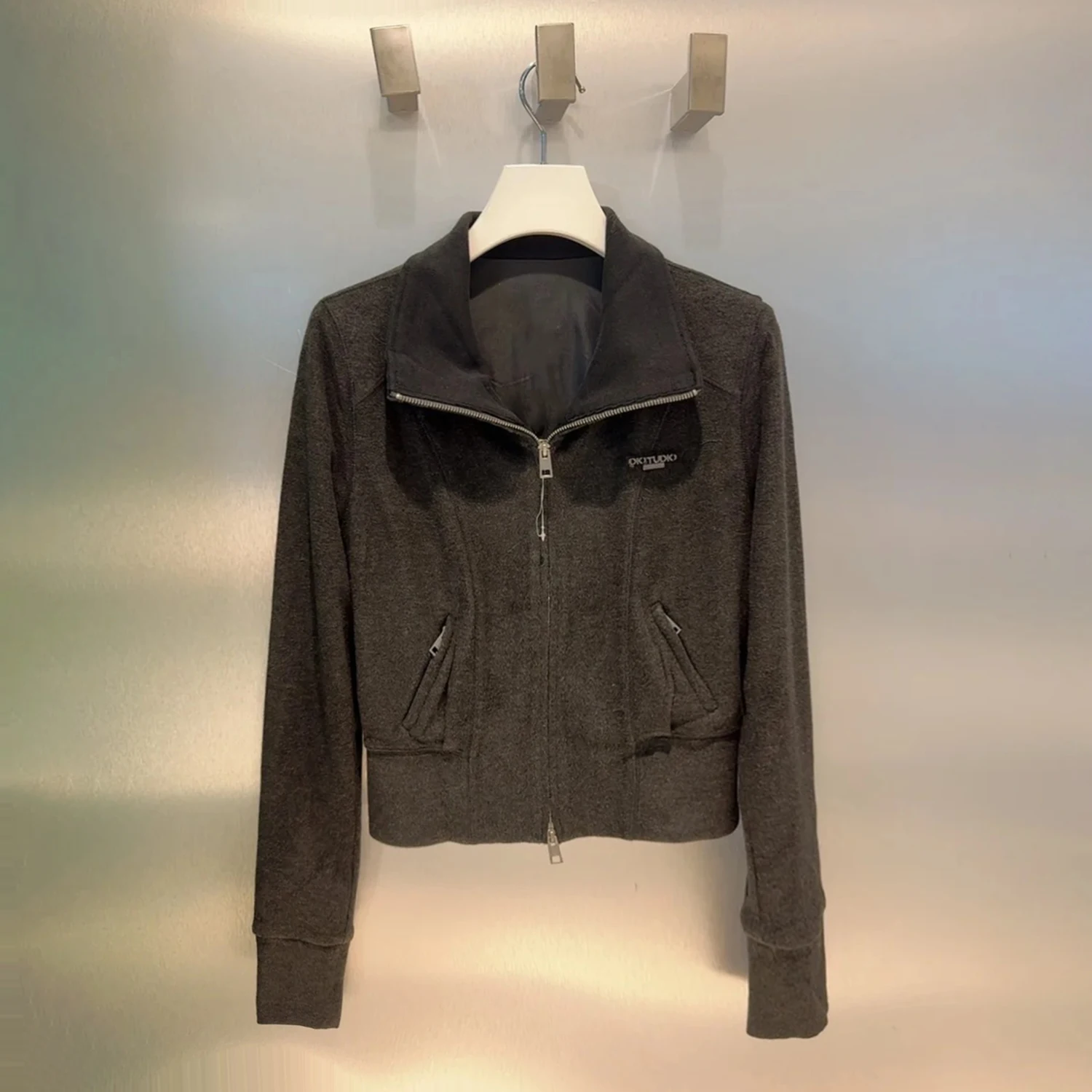 

High-End Women's Zipper Collar Jaet New And Old Money Sle Versatile Slimming ort Coat for Ladies Outdoor Winter Faion