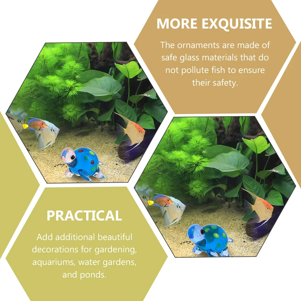 

2Pcs Glass Turtle Art Decors Party Favors Aquarium Fish Tank Decoration Durable Material Glass Artificial Tortoise Ornaments