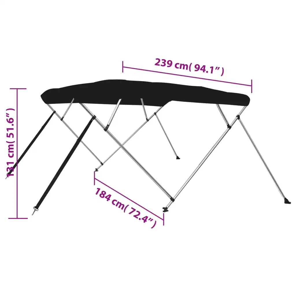 Aluminum 4 Bow Bimini Top Boat Canopy 600D Polyester with PU Coating Stainless Steel Clip  Bimini Top for Folding Canopy Boat