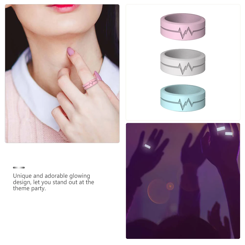 

6 Pcs Luminous Ring Flashing Glow Stick Rings Light Up Finger Party The Dark Accessories Toys Favor Men