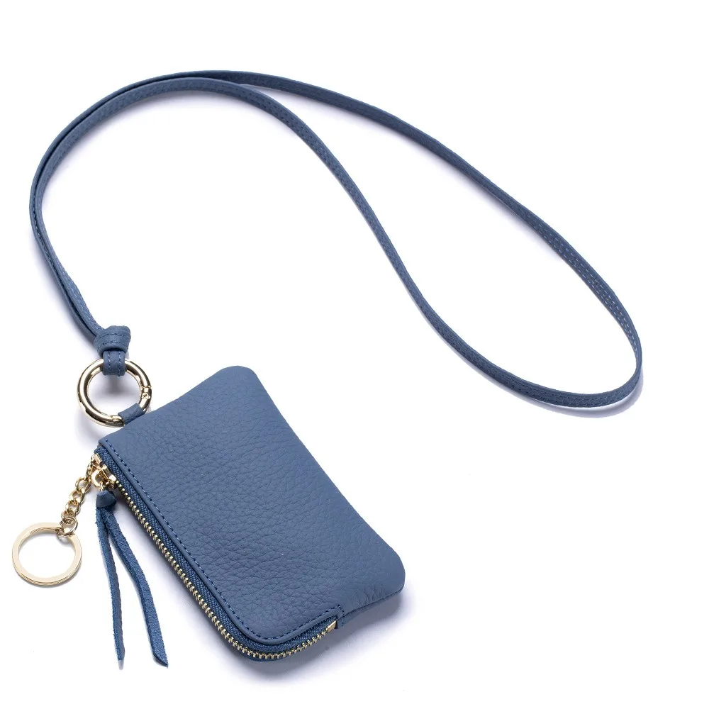AliExpress Square Hanging Neck Coin Purse Zipper Casual Soft PU Wallet with Lanyard Anti-splash Water Portable Card Holder Cycling