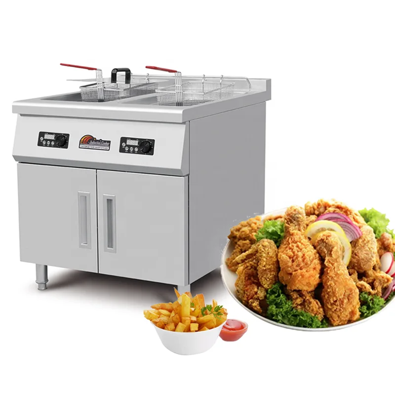 

20l*2 Fried Chicken French Fries Machine Electric Deep Fryer Machine Friteuse Professionnel Industrial Commercial Deep Fryers