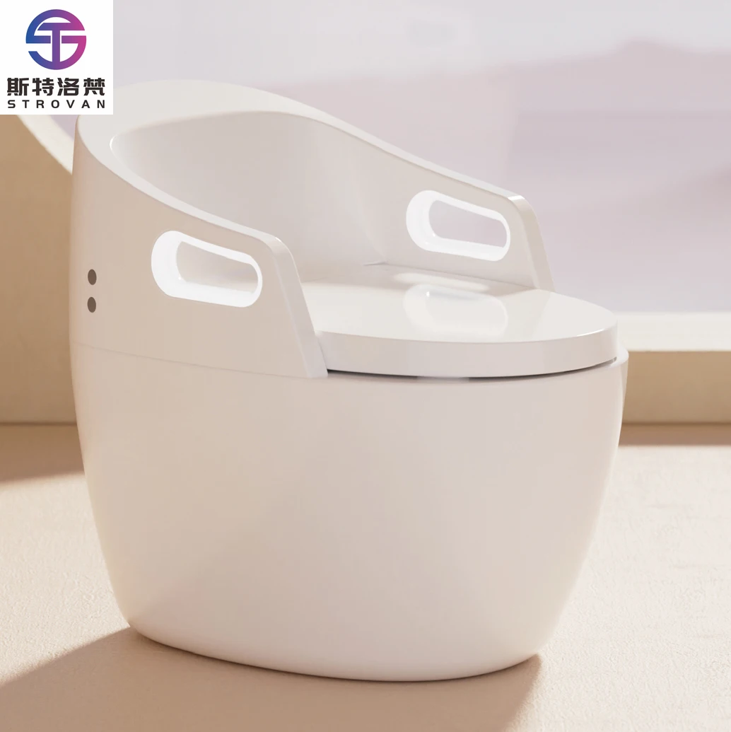 

ZXHK New Design Armrest Semi-ring Back Design Floor Mounted Intelligent Water Closet Bathroom Ceramic Automatic Smart Toilet Com