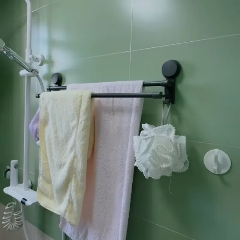 for Toilet Non Punching Towel Bar Suction Cup Hanger Bathroom Rack Accessories Wall Shelves Storage Shelf Dryer Cradle
