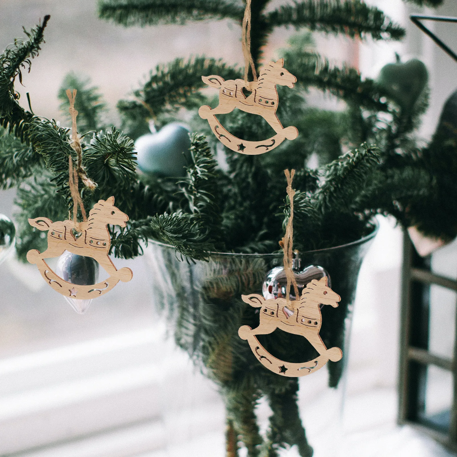 Art And Craft Xmas Tree - 20Pcs Unfinished Wood Slices Christmas Hanging