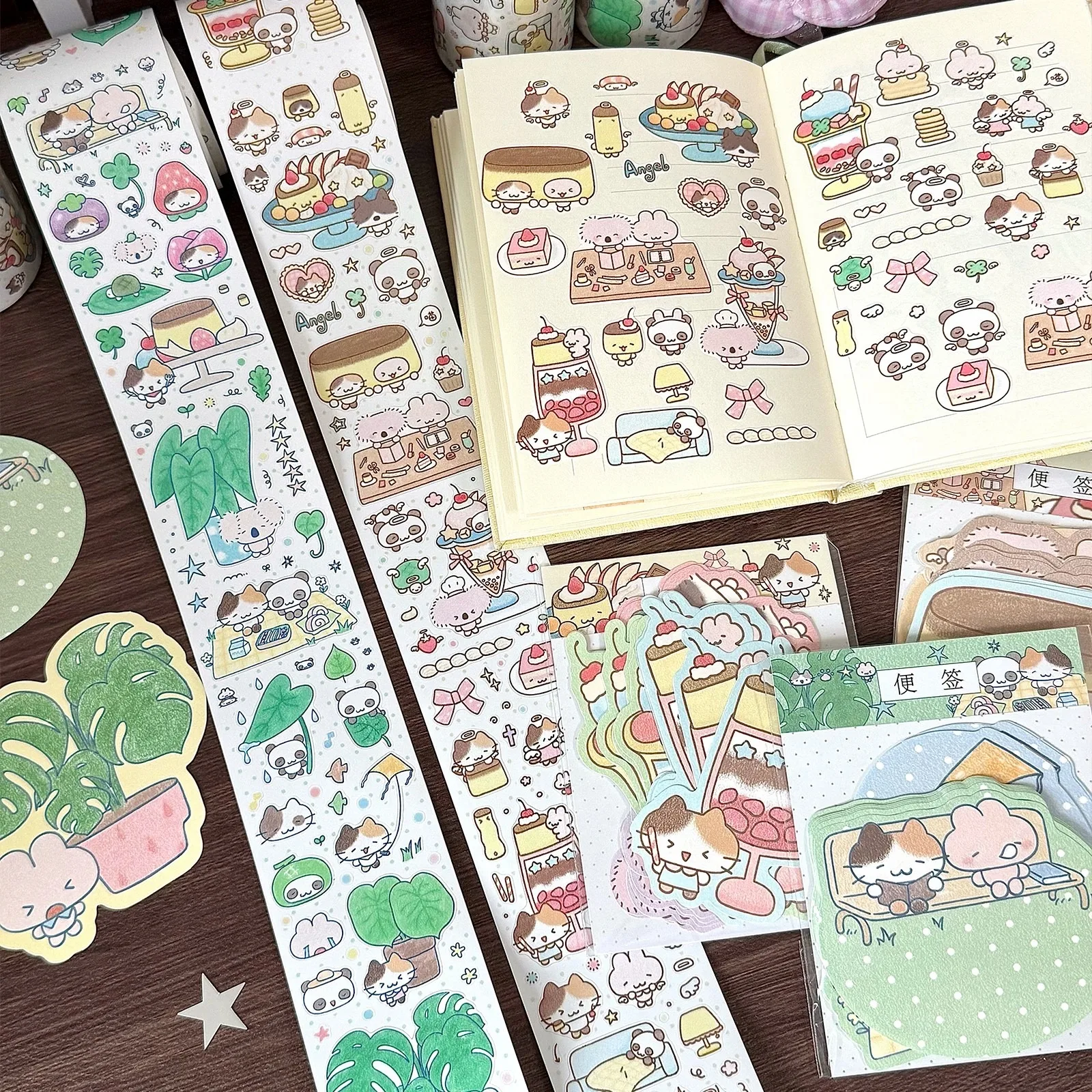 Cute Pudding Parfait Green Plants Animal Die cut Sticker DIY Deco Card Journal Scrapbooking Photo Card Phone Case Collage Supply