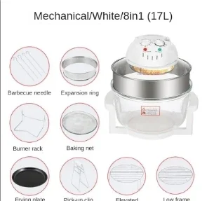 Phace 110V Glass Visual Large Capacity Multifunctional Air Fryer Convection Oven Halogen Oven Electric Oven