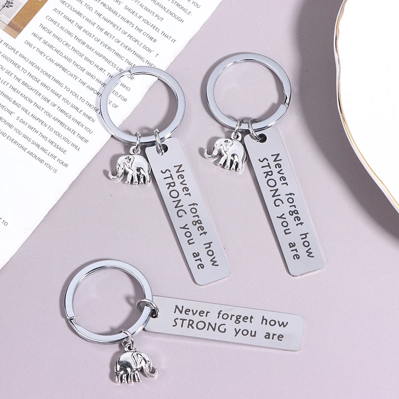 1/5 Stück Inspirierender Elefanten-Schlüsselanhänger aus Edelstahl mit positiver Energie für Männer, Auto, Rucksack, Anhänger, Dekoration – Detail 7