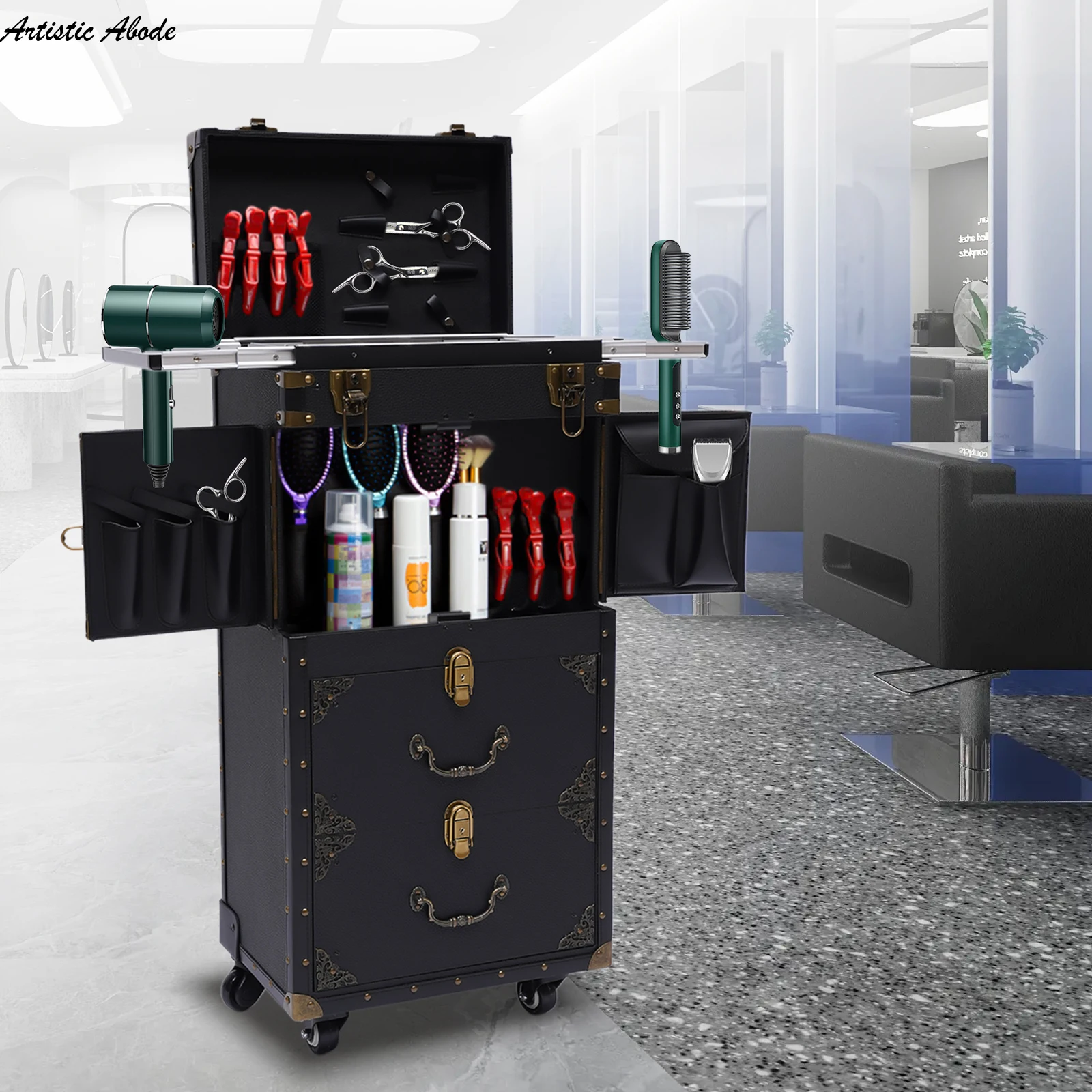 Lockable Wheeled Handcart Makeup Hairstyle, Used As An AuxiliAry Tool For Mileage SalonS And CosmetiCs