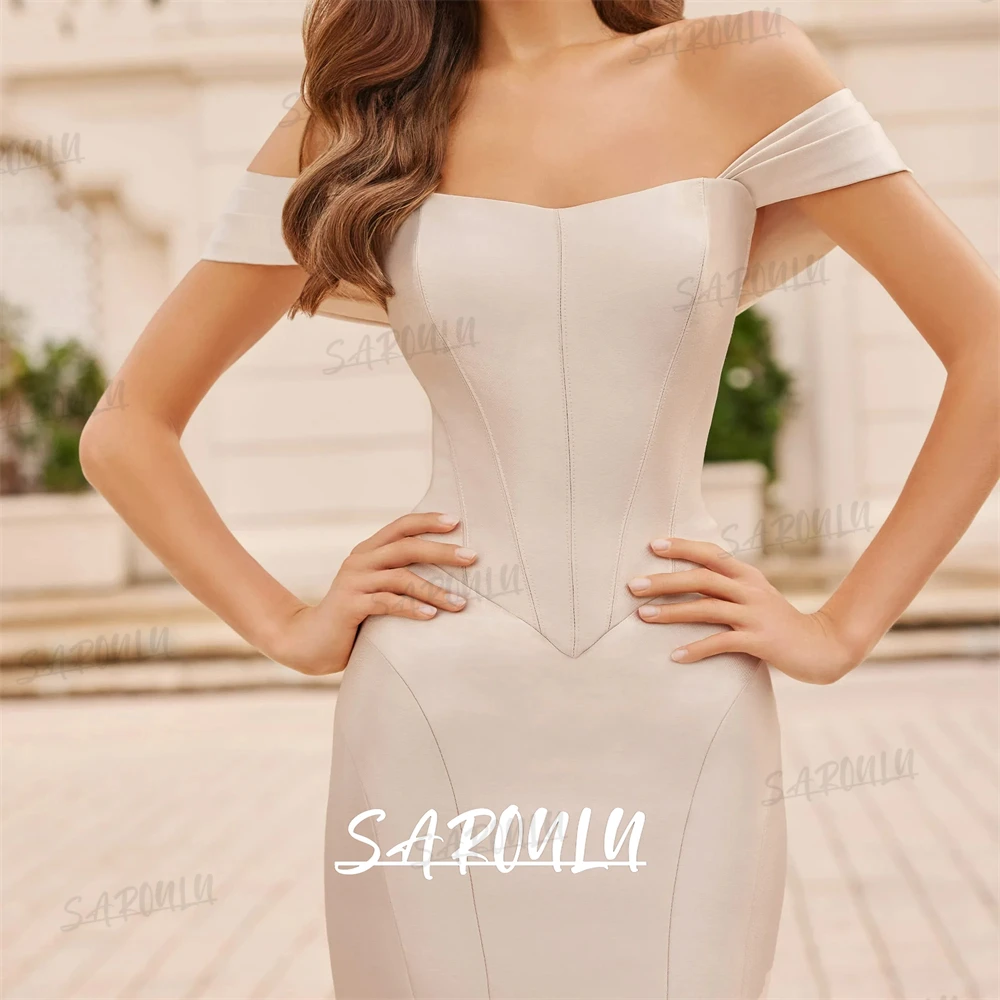 Robe de mariée élégante en Satin avec épaule à nœud, robe de mariée Simple et Chic, Corset sans bretelles, robes de mariée personnalisées pour femmes