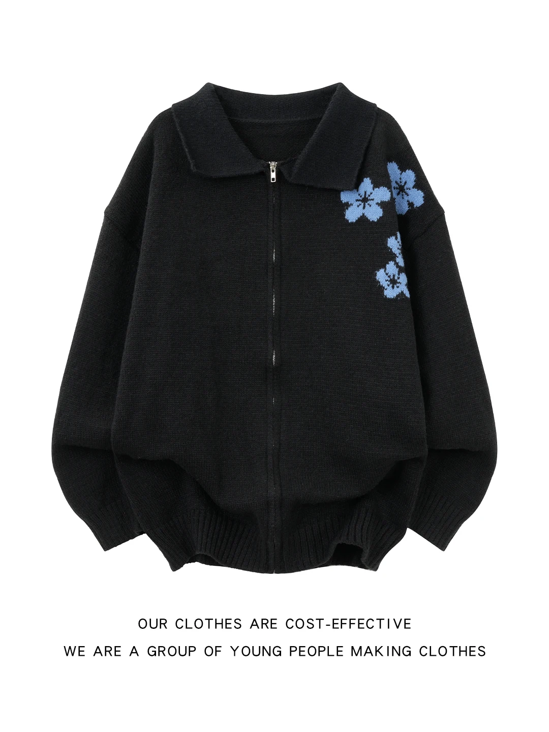 

Мужской вязаный кардиган с цветочной вышивкой, повседневный, с отложным воротником, в американском стиле, осенне-зимний тренд, цветные блоки