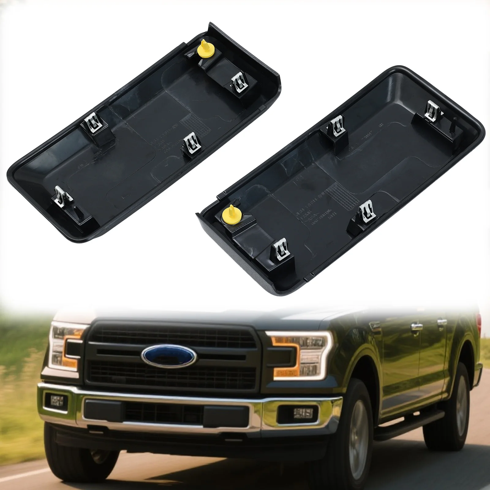 1 Pair Car Front Mount Bumper Hole Cover Lid Cap Guards Pads For Ford F150 2018-2020 JL3Z17A385BA JL3Z17E810AB Auto Replacements