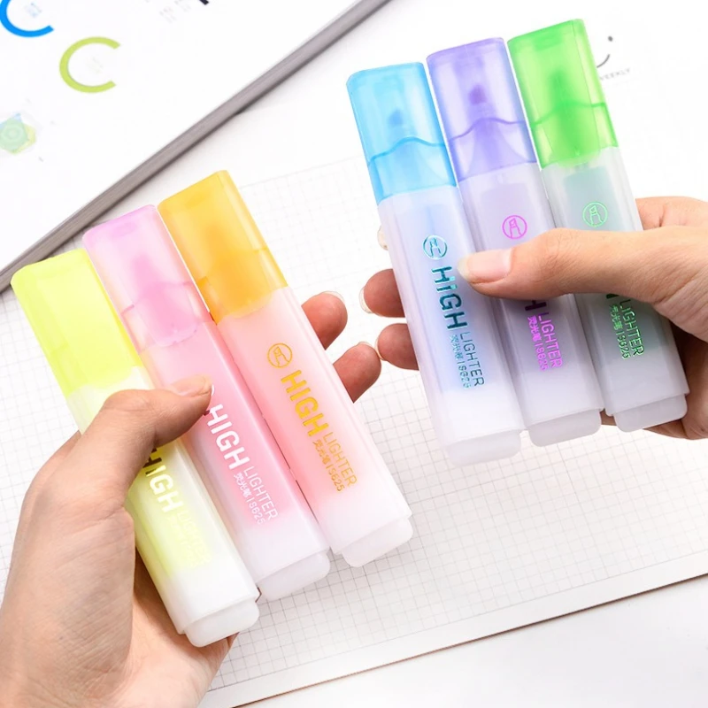 Kawai Highlighter Thick Head Large Capacity High Value Color Marker Student Marking Key Candy Color Quick Drying Pen Lovely