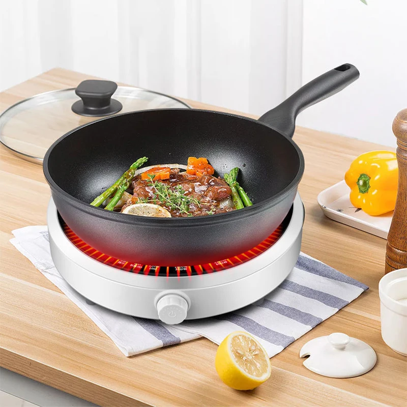 Round Smart Induction Cooker, 2200W High‑Power Mini Electric Hot Pot, Black Microcrystalline Panel, Household Gift Cooker 220V