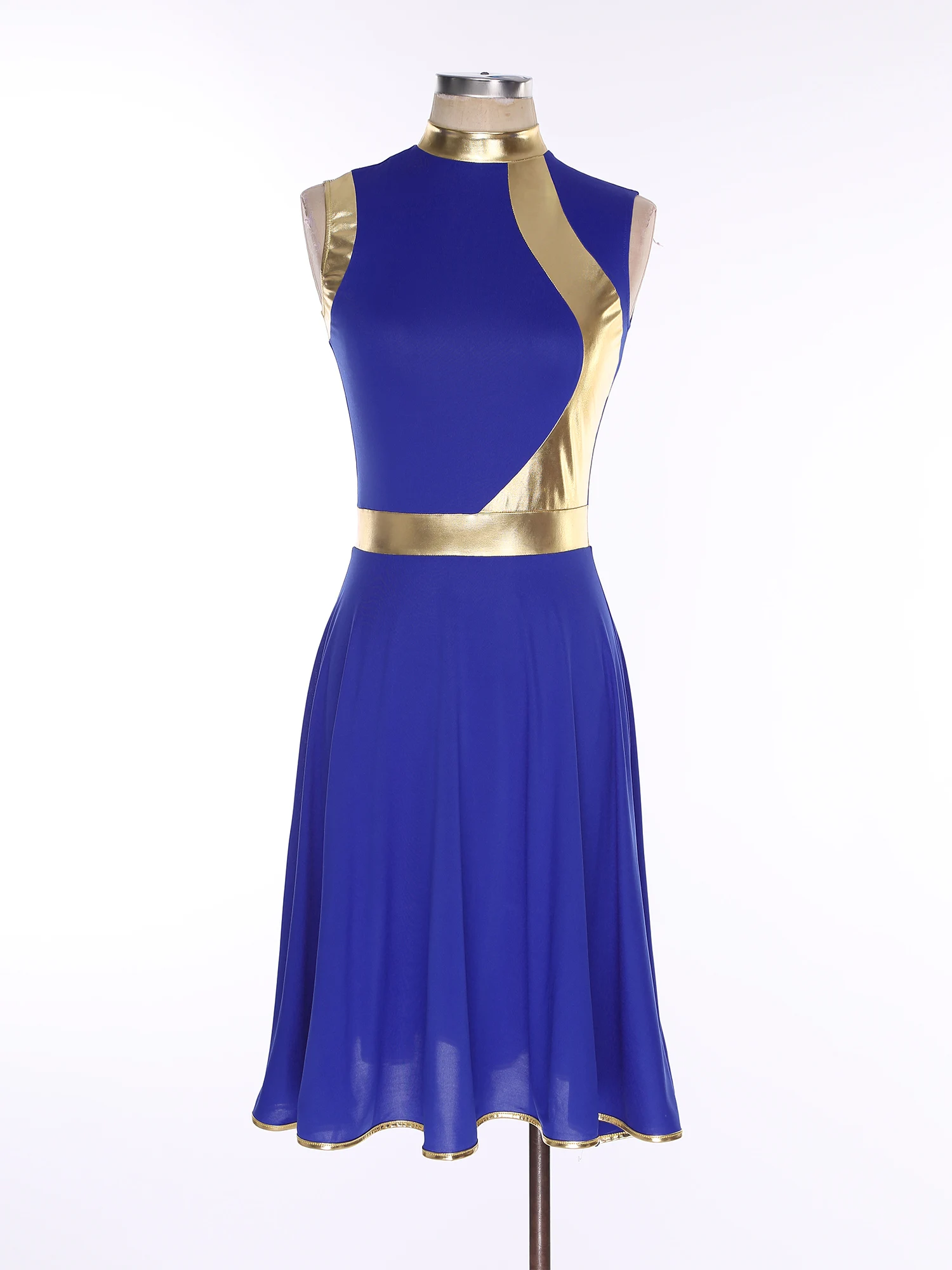 

Women Praise Dress Dance Lyrical Skating Dresses Sleeveless Shiny Tunic Dress Liturgical Worship Dance Performance Costume