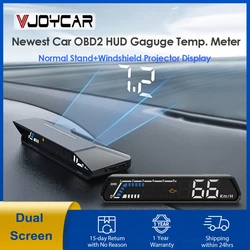Vjoycar Newest Car OBD2 HUD Stand Plus Windshield Projector Dual Dislay Screen Fuel Consumption Turbo Pressure Temperature Meter