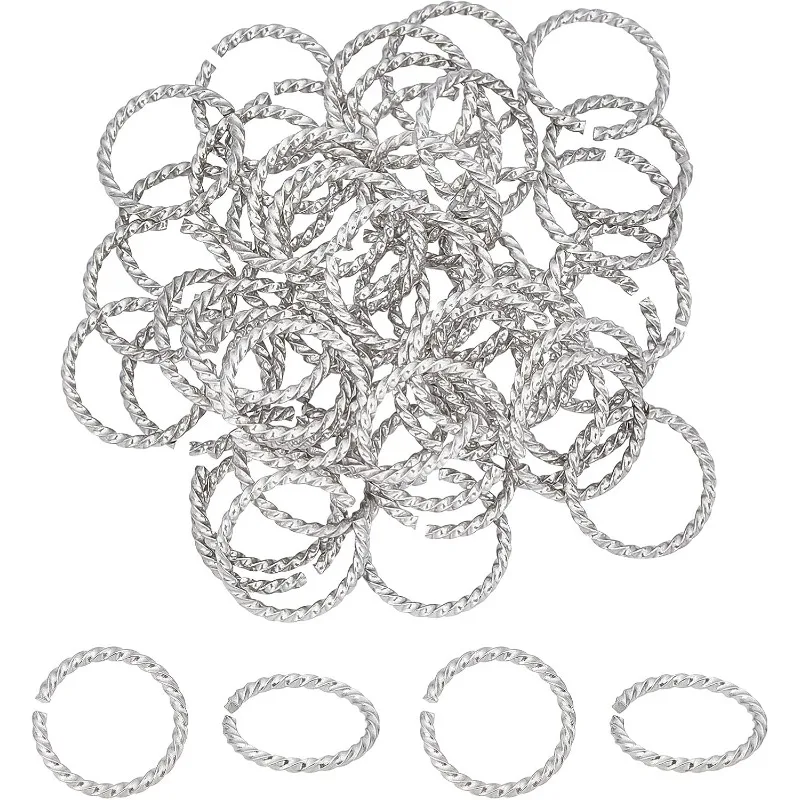 

50pcs 12mm Twist Round Jumps Rings Open Connector Rings Stainless Steel Metal Jump Ring Jewelry Connectors for DIY Jewelry