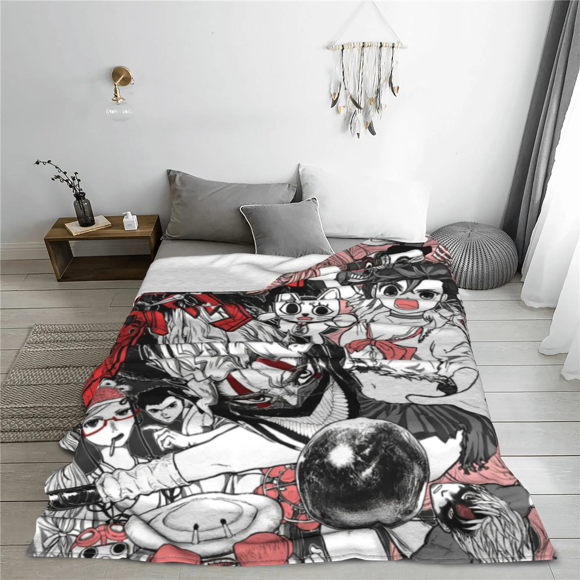 Dandadan Anime Ayase Momo Okarun Blanket Flannel Autumn/Winter Manga Japan Breathable Lightweight Thin Throw Blanket Plush Quilt