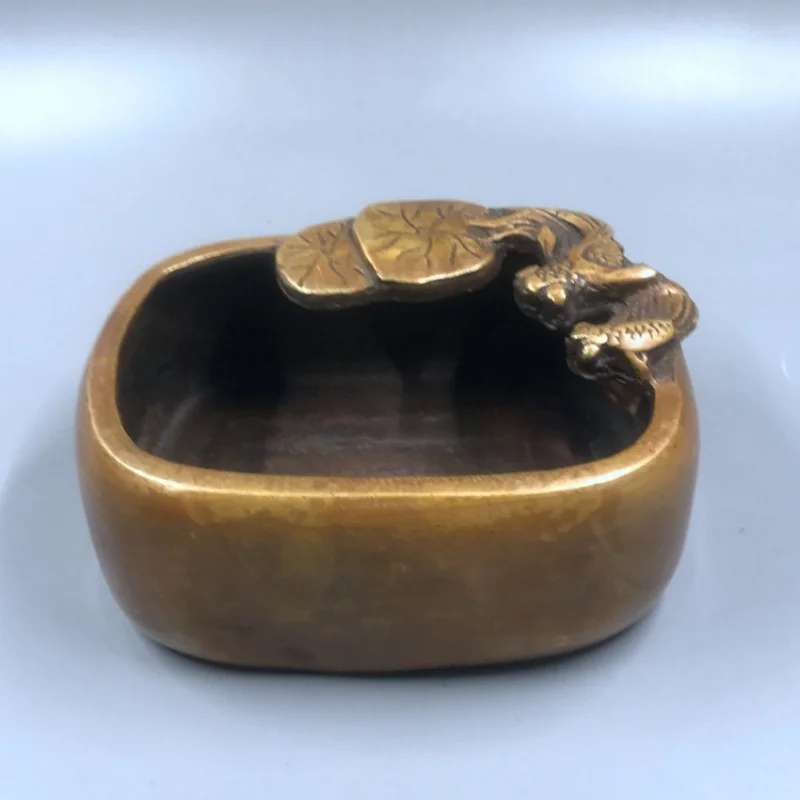 

Wholesale Antique Imitation Pure Copper Ashtray Inkstone Four Treasures of the Study Home Decoration Ornament Square Two Fish Pe