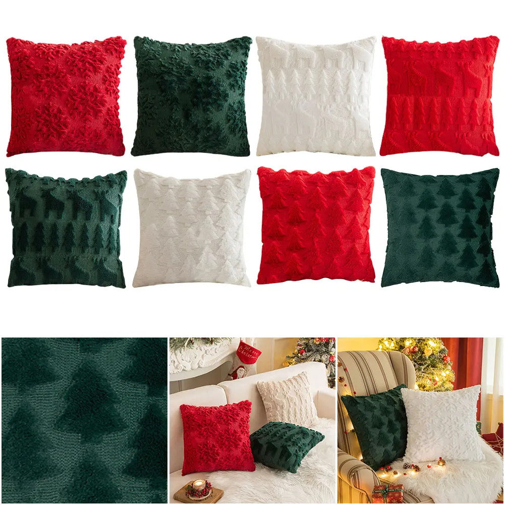 

Christmas Decorative Throw Pillow Covers Soft Plush Pillowcase Cushion Cover for Couch Sofa Holiday Festivals Winter Home Decor