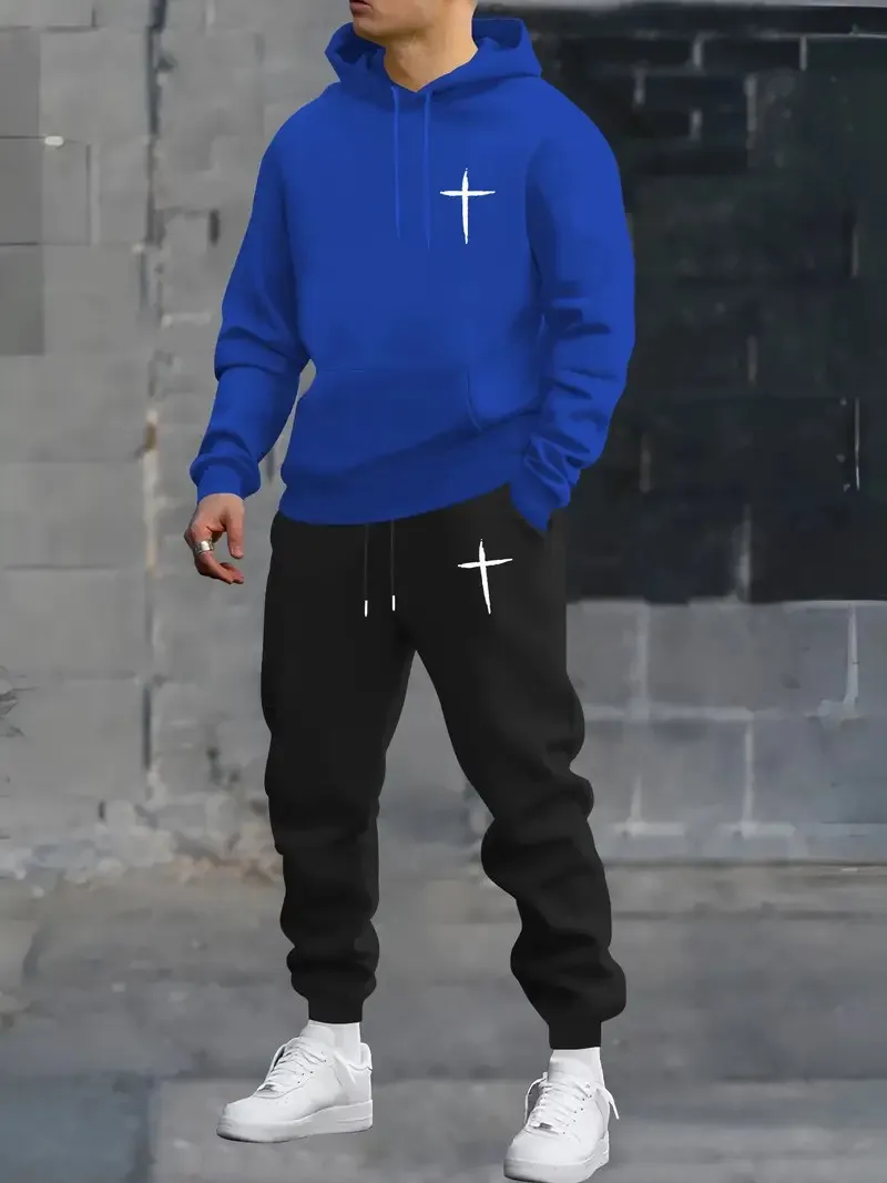 Conjunto de sudadera y pantalones de chándal para hombre, cómodos e informales, con estampado 3D, otoño 2025, nuevo